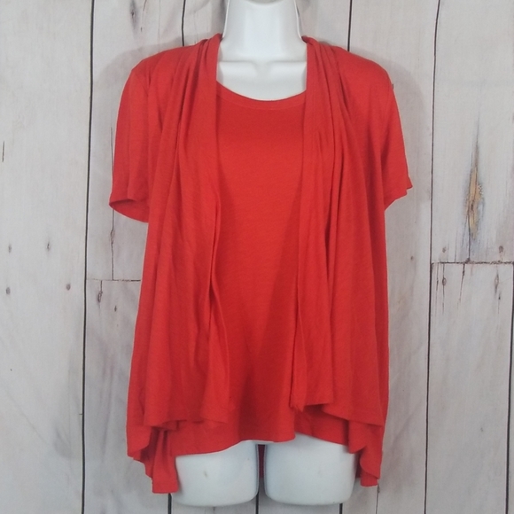 Kim Rogers Tops - Red Kim Roger's top with attached cardigan